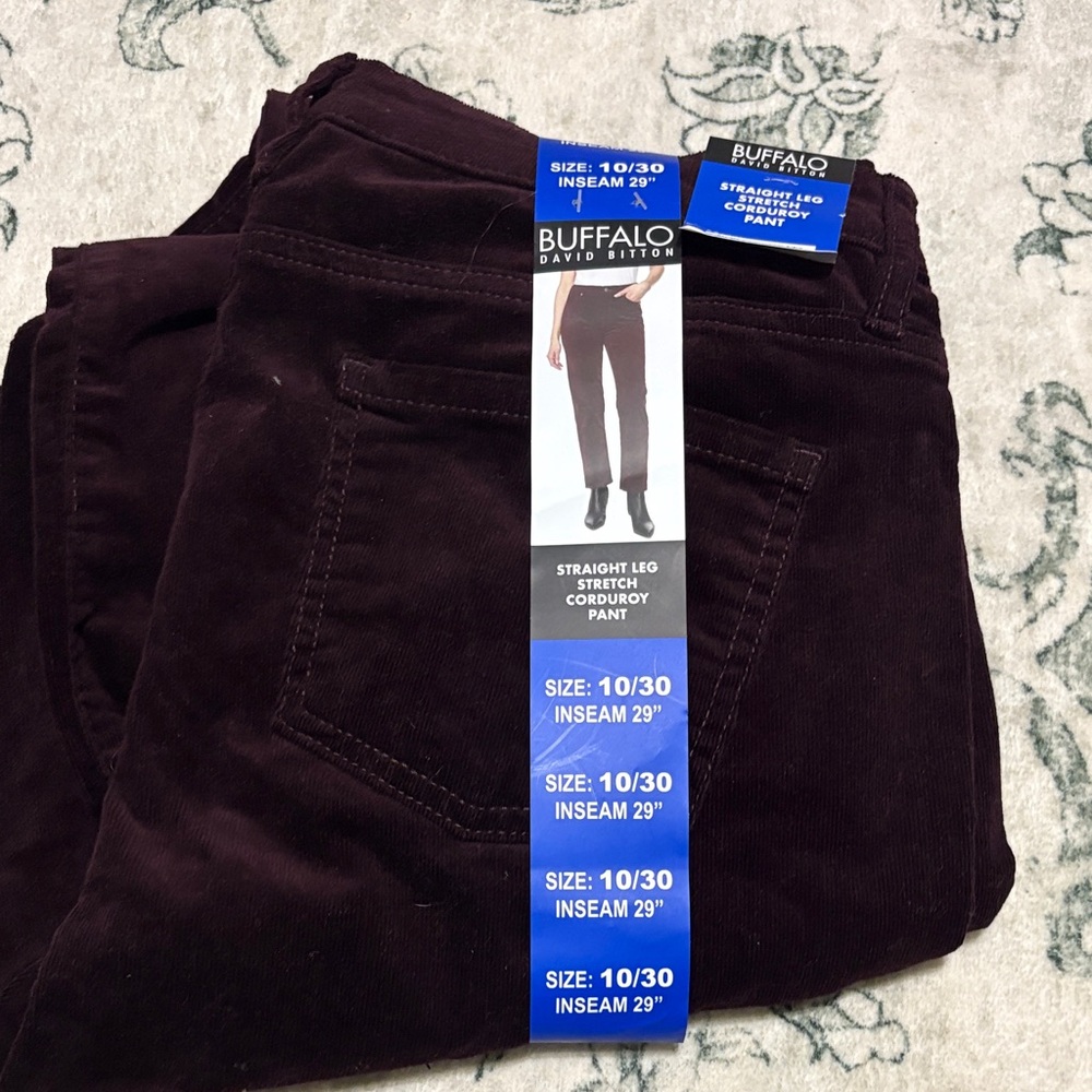 Buffalo David Bitton Corduroy Straight Leg Pants - Burgundy